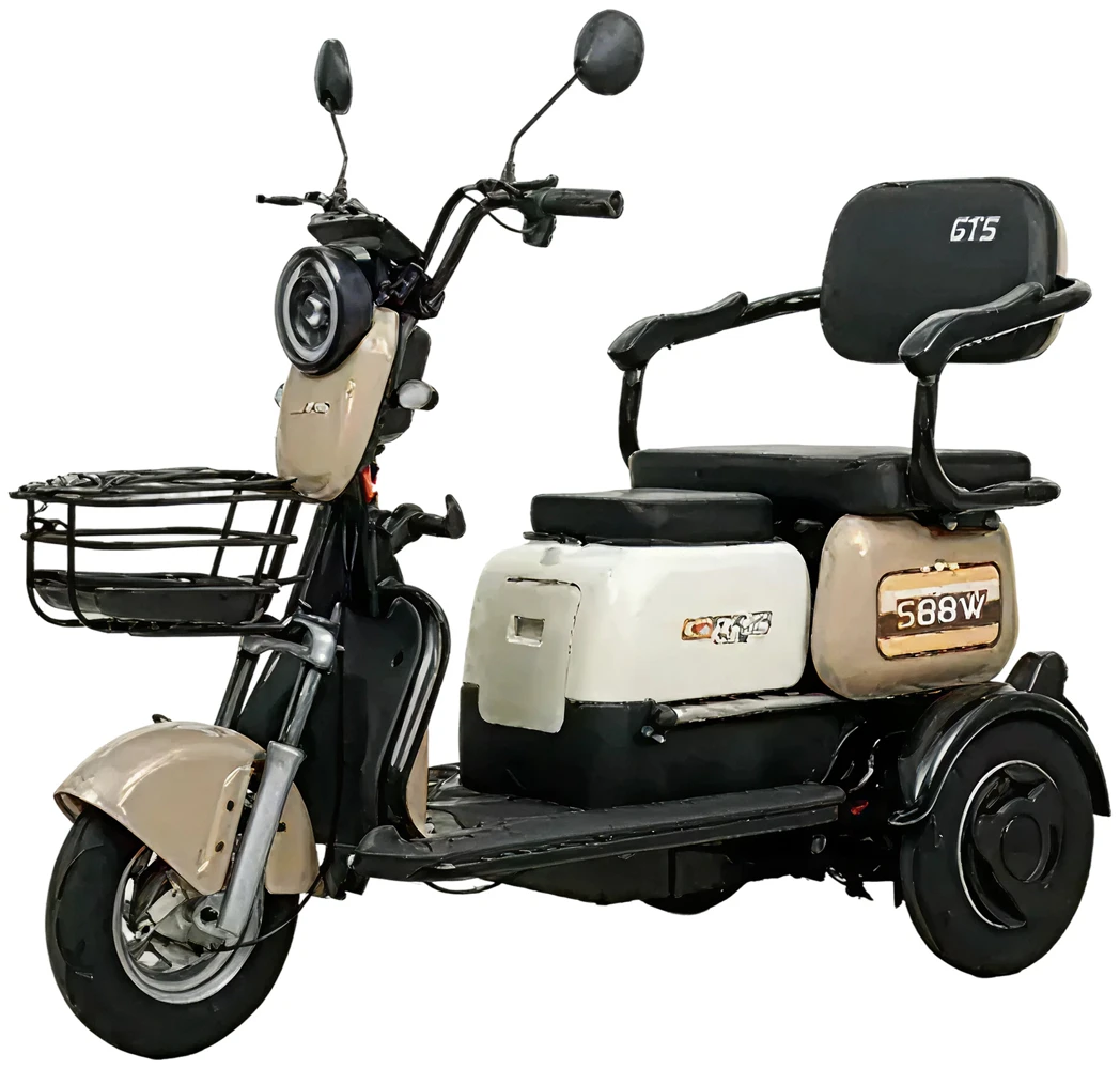 TRICICLO ELETRICA T5 500W BRANCO/BEGE BATERIA DE CHUMBO 60V MARCA GTS - JD-21